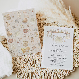 Flickor Barnkläder Bohemian Nursery Baby Shower Inbjudningar