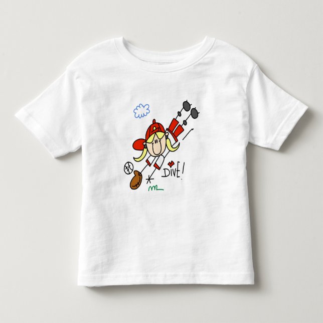 Flickor Baseball Dive Tshirts och presenter (Framsida)