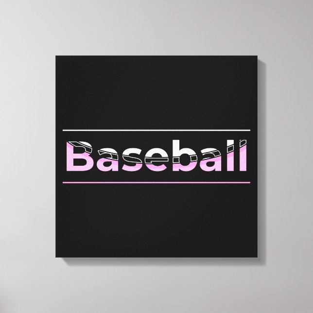 Flickor Baseball - Rosa Geometric Typography Canvastryck (Framsida)