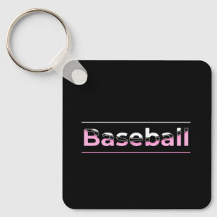 Flickor Baseball - Rosa Geometric Typography Nyckelring