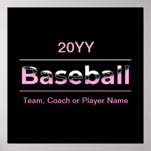Flickor Baseball - Rosa Geometric Typography Poster