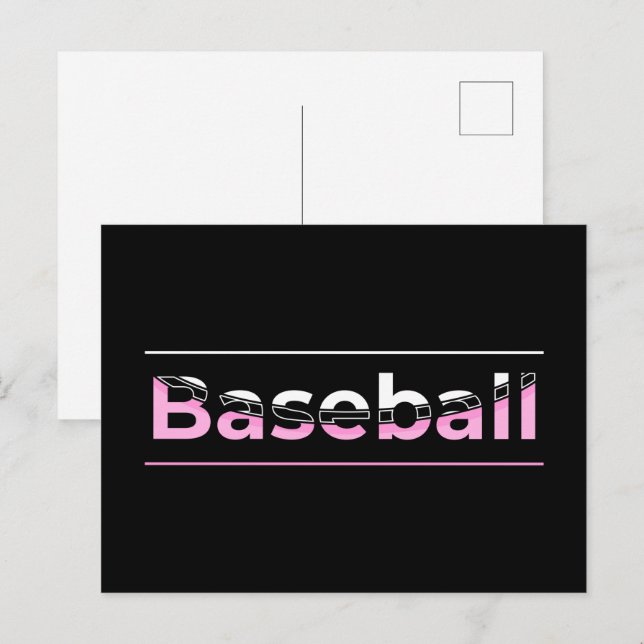 Flickor Baseball - Rosa Geometric Typography Vykort (Fram/baksida)