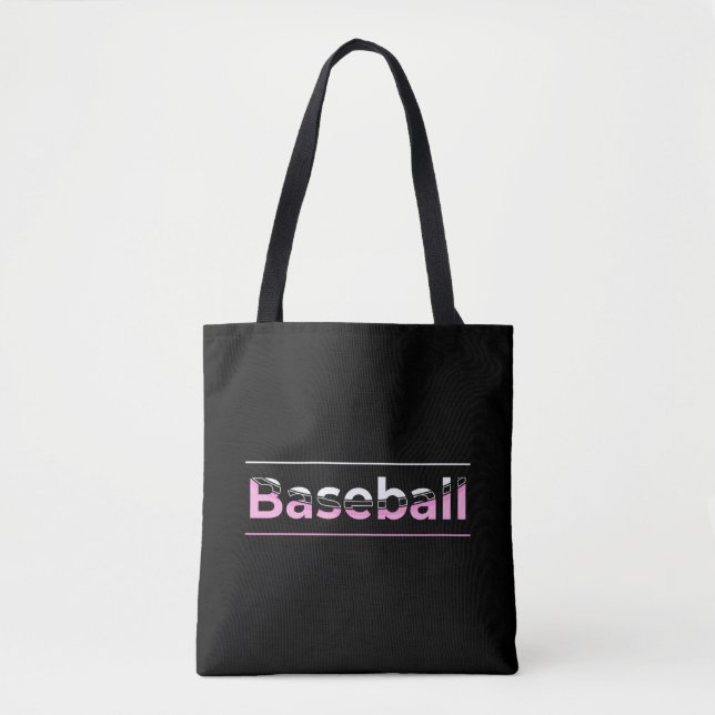 Flickor Baseball - Rosa geometrisk typografi Tygkasse (Framsida)