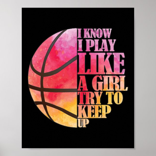 Flickor Basketball Gift-Play som en flicka Poster (Framsidan)