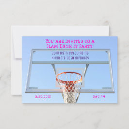 Flickor Basketball Ring Birthday Inbjudningar