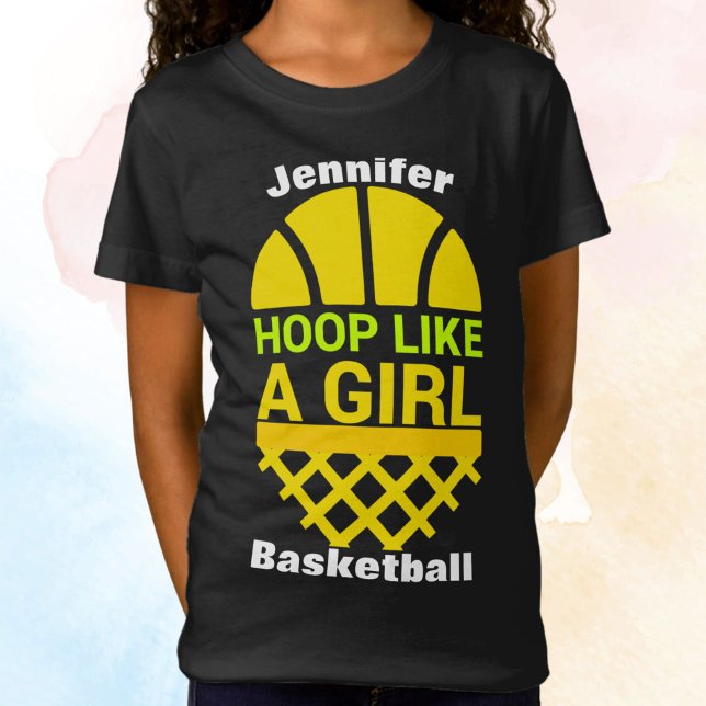 Flickor Basketball Ring som en flicka T-Shirt (Hoop like a girl tee)
