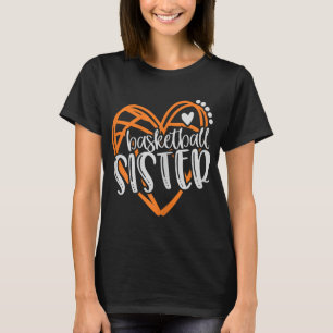 Flickor Basketball Sister Heart Distress T Shirt