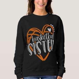 Flickor Basketball Sister Heart Distress T Shirt