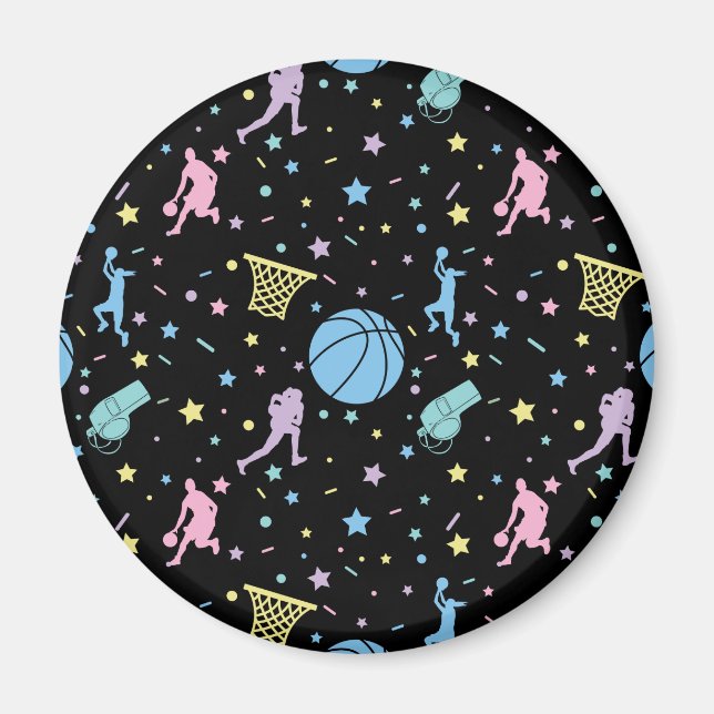 Flickor-basketspelare - Stars Mönster Magnet (Framsidan)