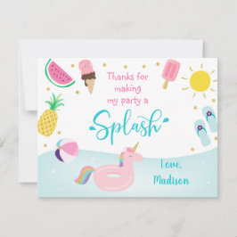 Flickor Bassäng Party födelsedag Tack Kort