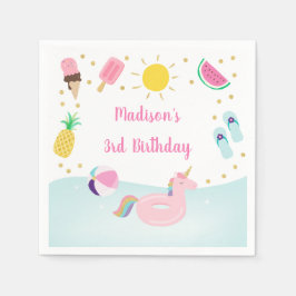 Flickor Bassäng Party Ice Cream Sunshine Birthday Pappersservett