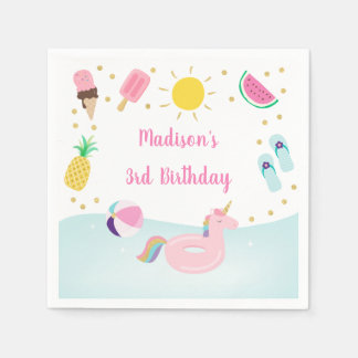Flickor Bassäng Party Ice Cream Sunshine Birthday Pappersservett