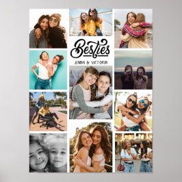 Flickor Besties 11-fotokollage skript svart tecken Poster