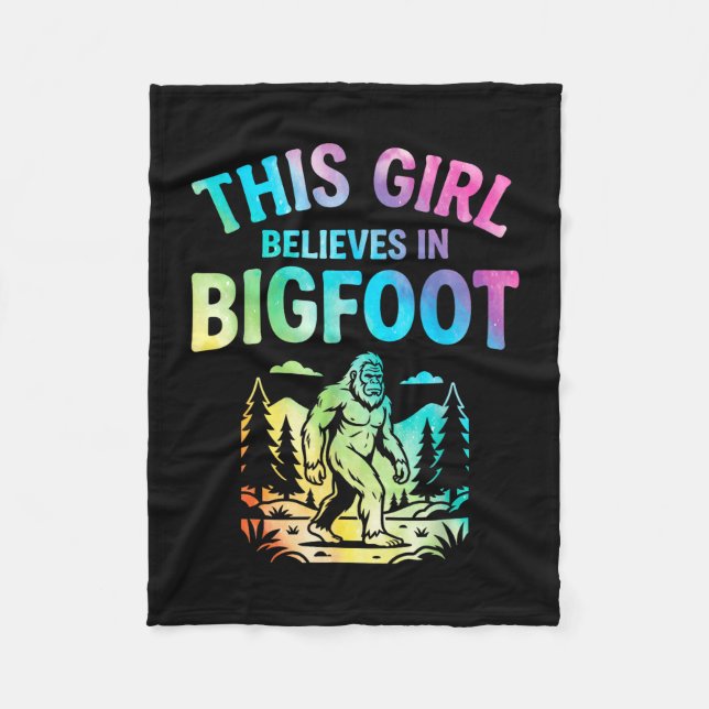 Flickor bigfoot-troende tie dye sasquatch kryptid fleecefilt (Framsidan)