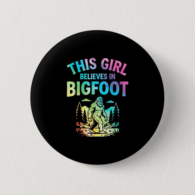 Flickor bigfoot-troende tie dye sasquatch kryptid knapp (Framsida)