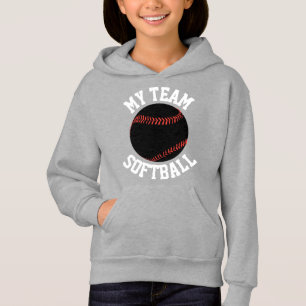 Flickor Black & White Fastpitch Softball Sweatshir T Shirt