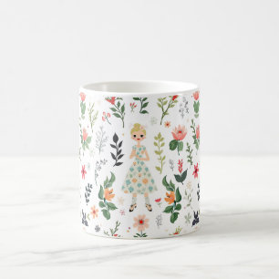 Flickor bland blommor kaffemugg