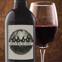 Flickor blir Anpassningsbarna Halloween, som är en Vinflaska Etikett