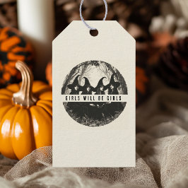 "Flickor blir flickor | Cute Witch-Thated Hallowee Presentetikett