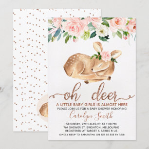 Flickor Blommigt Oh Hjort Baby Shower-inbjudan Inbjudningar