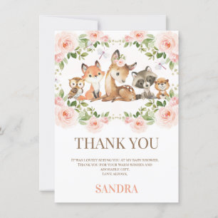 Flickor Blommigt Woodland Baby Shower Tack för dit Inbjudningar