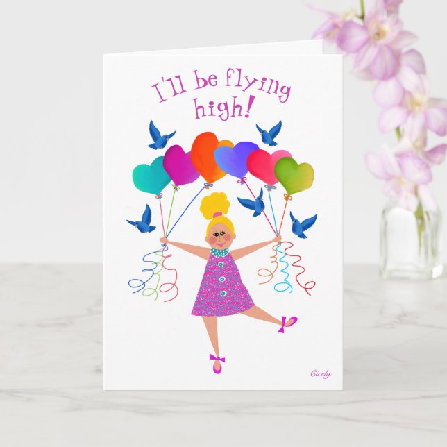 Flickor blonde-vyytail 5x7-kort kort (Orkide)