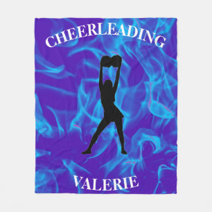 Flickor Blue Cheerlead Blanket med hennes Namn! Fleecefilt