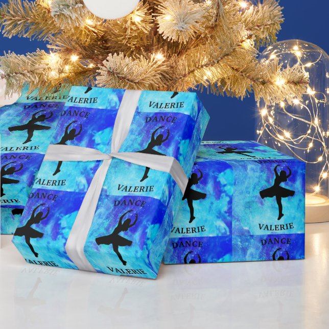 Flickor Blue Galaxy Dance Wrapping Papper med Namn Presentpapper (Helgdagar)