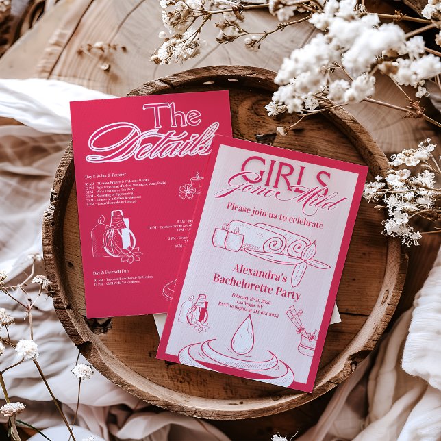 Flickor Borta Mild Bachelorette Itinerary Party Inbjudningar (Skapare uppladdad)