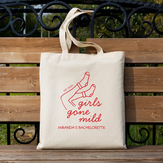 Flickor Borta Mild Chic Red Hand plockade Bachelor Tygkasse (Girls Gone Mild Chic Red Hand Drawn Bachelorette Tote Bag)