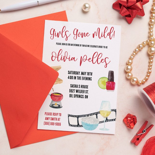 Flickor Borta Mild! Roligt natt i Bachelorette Inbjudningar (Skapare uppladdad)