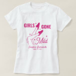Flickor Borta Mild Rosa Illustration Bachelorette T Shirt<br><div class="desc">Ta med dig en charm och humor till din bachelorette-fest med den här fina skjortan. Med en vismisk utformning av handdragna kvinnors ben i komfy tofflor och omgivna av gnistor i shock rosa färg.</div>