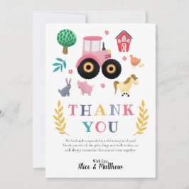 Flickor Boskap Rosa Rustic Tractor Baby Shower Tack Kort