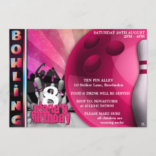 Flickor Bowling Party-inbjudningar Inbjudningar