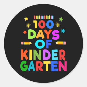 Flickor Boys 100 dagar av Kindergarten Firande Ki Runt Klistermärke