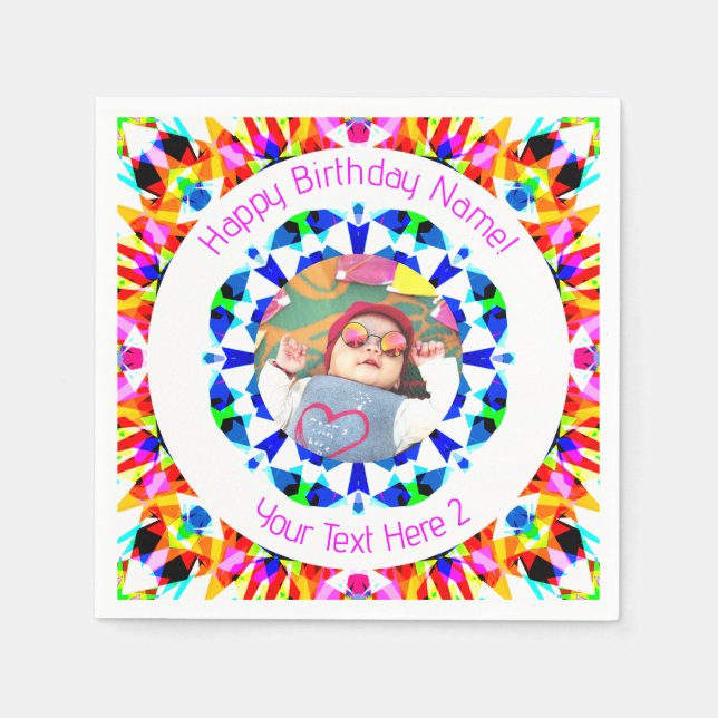 Flickor Boys Grattis på födelsedagen Star Anpassni Pappersservett (Framsidan)