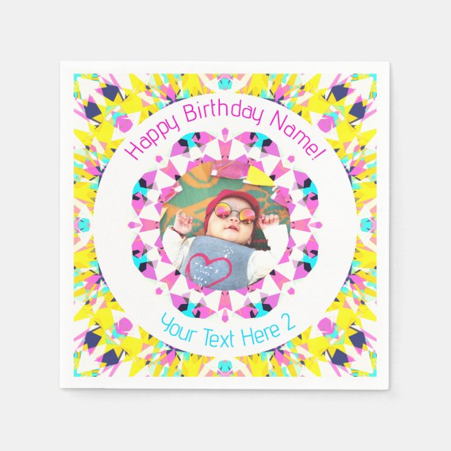 Flickor Boys Grattis på födelsedagen Star Anpassni Pappersservett (Framsidan)