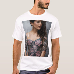 Flickor Brödtext och Tattoo Art T Shirt