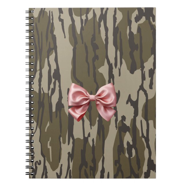 Flickor Camo Rosa Band Rosett Nedersta Land Camo Anteckningsbok (Framsidan)