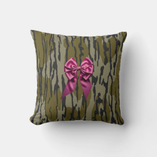 Flickor Camo Rosa Band Rosett Nedersta Land Camo Kudde