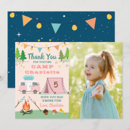 Flickor Camping Birthday Camp Party Photo Tack Kort