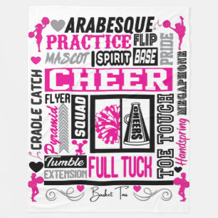 Flickor Cheerlead Typography in Black and Rosa Fleecefilt