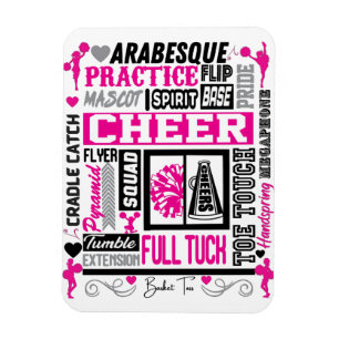 Flickor Cheerlead Typography in Black and Rosa Magnet