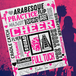 Flickor Cheerlead Typography in Black and Rosa Pussel