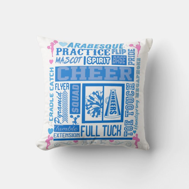 Flickor Cheerlead Typography in Blue and Rosa Kudde (Framsida)