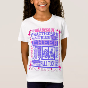 Flickor Cheerlead Typography in Rosa and Lila T Shirt