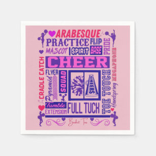 Flickor Cheerledande Rosa och Lila Ord Art Pappersservett