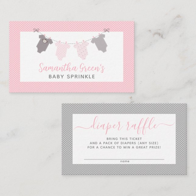 Flickor Clothesline diaper raffle biljett (Fram/baksida)