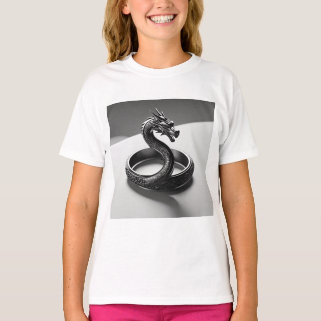 Flickor Clothing Template Dragon Girls Kids T-Shir T Shirt (Framsida)