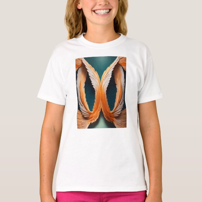 Flickor Clothing Template Vingar Girls Kids T-Shir T Shirt (Framsida)
